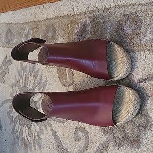 Celine burgundy wedge sandal